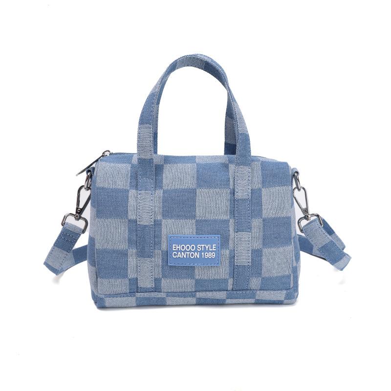 

Casual Handbag, Checkered Denim Hand-held Bag, Women s Crossbody Bag светло-синий