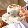 Ins Style Hand-Painted Retro Floral Irregular Coffee Cup and Saucer