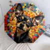 Moonlit Floral Dog Portrait Automatic Umbrella - Suitable Travel Outdoor Portable Umbrella Birthday Gift Daily Essentials