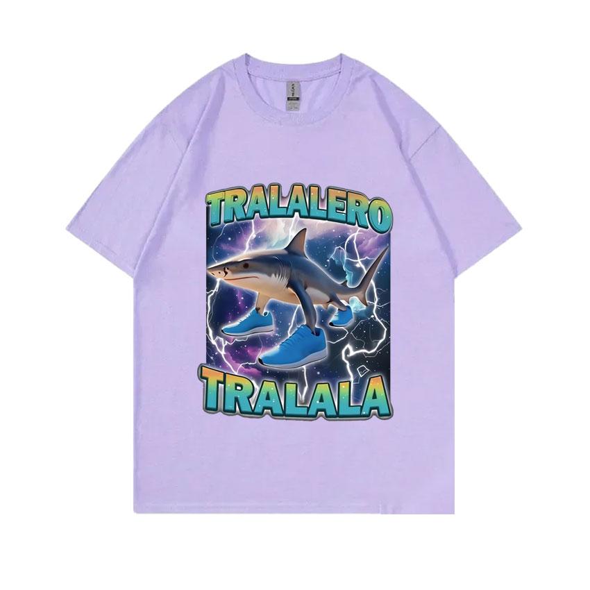 Tralalero Tralala Vtipné žraločí meme s botami Pánské ležérní bavlněné vintage tričko Stupidní humor Hilariózní memy pro vymývání mozku