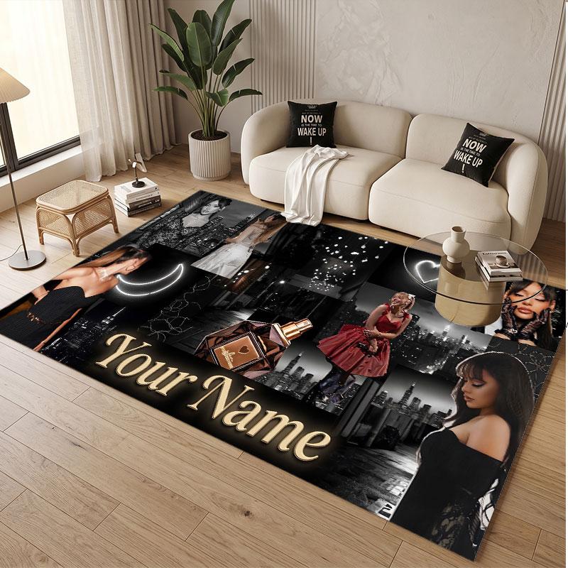 Custom Name Crystal Velvet Rug,Ayliva Comfortable Anti Slip Floor Mat For Room Decoration