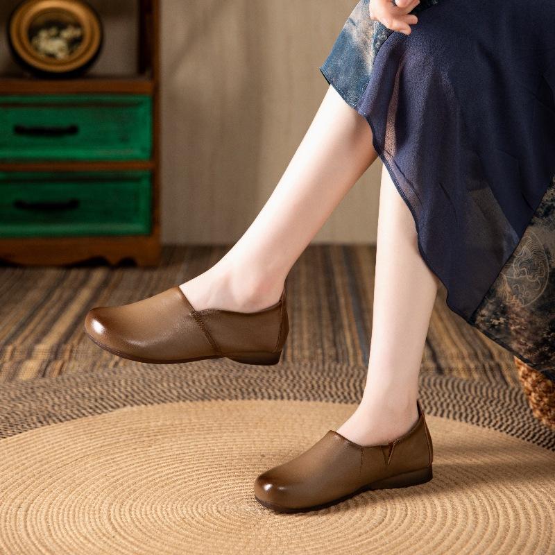 Retro Mocasines Women Flat Shoes Woman Soft Casual Shoes Genuine Leather Flats Mother Shoes Femme Slip on Loafers WSH5246