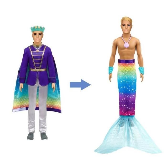 Barbie Dreamtopia - Poupée Transformation Ken en Prince Triton