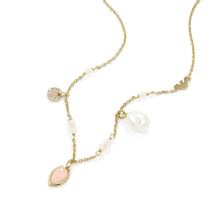 Emporio Armani Water Drop Pendant Elegant Luxury Freshwater Pearl Necklace Women necklace Gold White EGS3117710