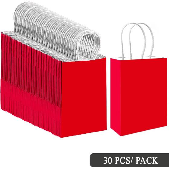 qiqee 24PCS Medium Gift Bag with Handles Bulk 11"x5"x8" Gift Bags Red Bags Multiple Uses (Medium Size)