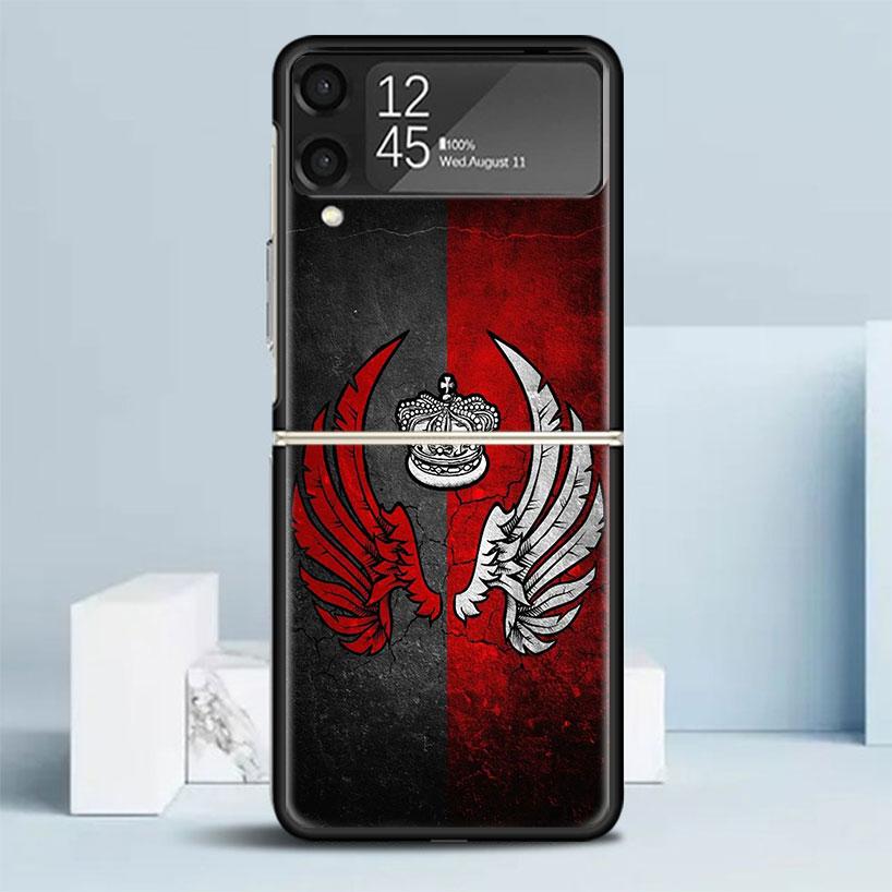 

Poland Flag Black Cover for Samsung Galaxy Z Flip 7 6 5 4 3 5G Phone Case Flip7 Flip6 Flip5 Flip4 Flip3 Pattern Case Galaxy Z Fl Samsung Z Flip 3