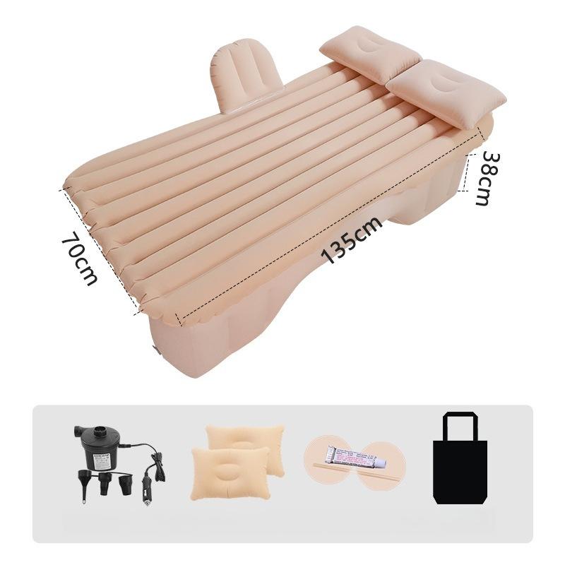 Split Rear Seat Inflatable Car Air Mattress Wave Flocking Sleeping Mat for SUV Sedan Road Trip