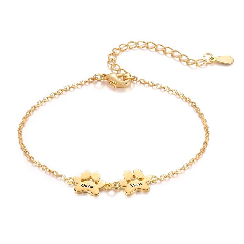 Personalisierte Haustierpfote 1-5 Namen Armband Verstellbares Namensarmband Hund Katze Pfote Armband Gedenkschmuck Geschenk für Tierliebhaber