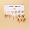 6pairs Korean Designer Gold Color Sun Flower Butterfly Pearl Zircon Stud Earrings Set for Women Charm Temperament Jewelry Gifts