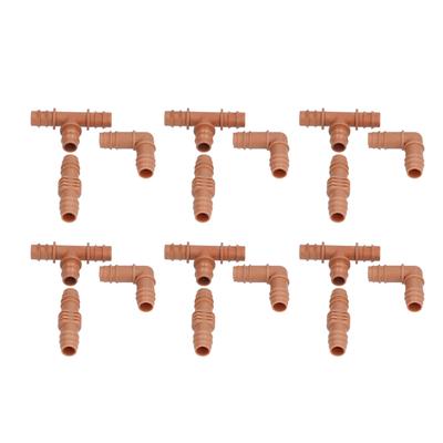 18-teiliges Bewässerungsarmaturen-Set, braun, Wasser-Stichkupplung, Verbindungsstück für 16 mm Rohre