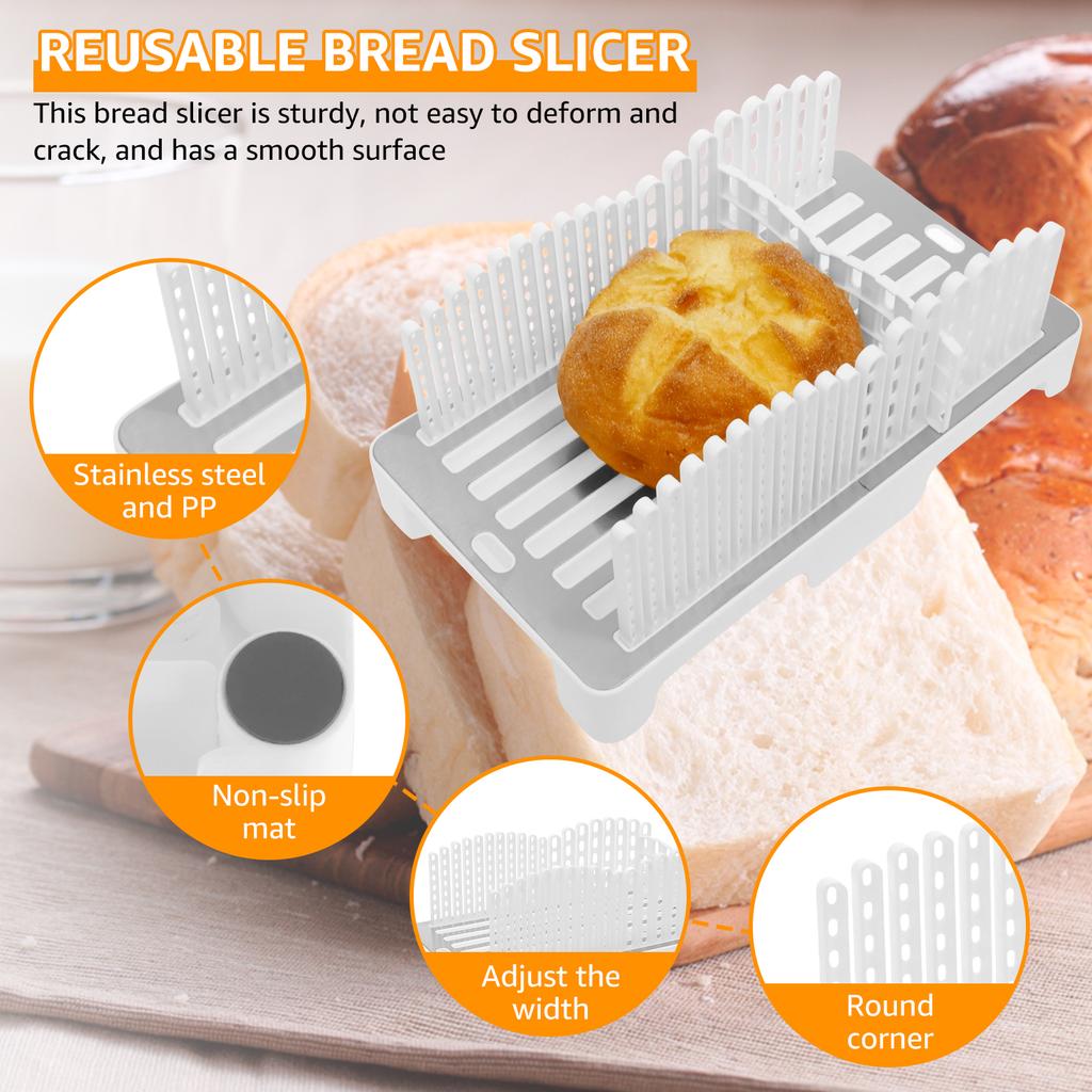 Bread Slicer Width Adjustable Bread Slicing Guide Detachable Slicer with Uniform Slices Kitchen Baking Tools Bread Cutting
