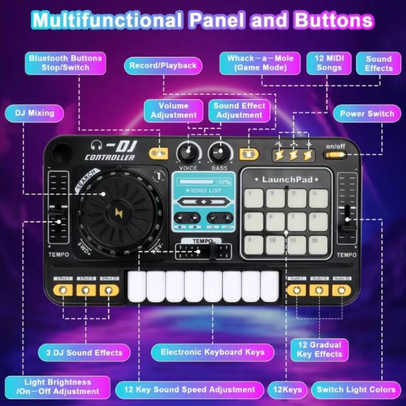 Childrens Dj Turntable Toy With Microphone For Interactive Play