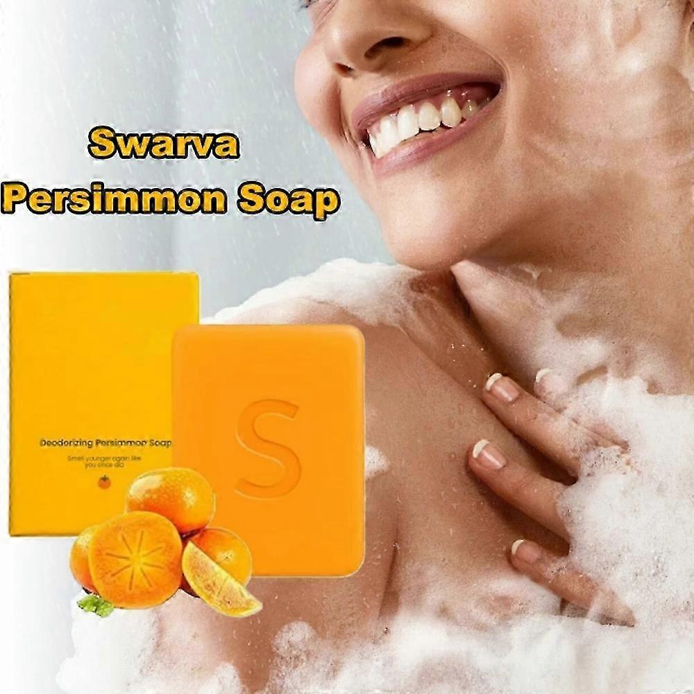 3X Swarva Persimmon Soap Bar Body Odor Control Deodorant Soap for Men & Women