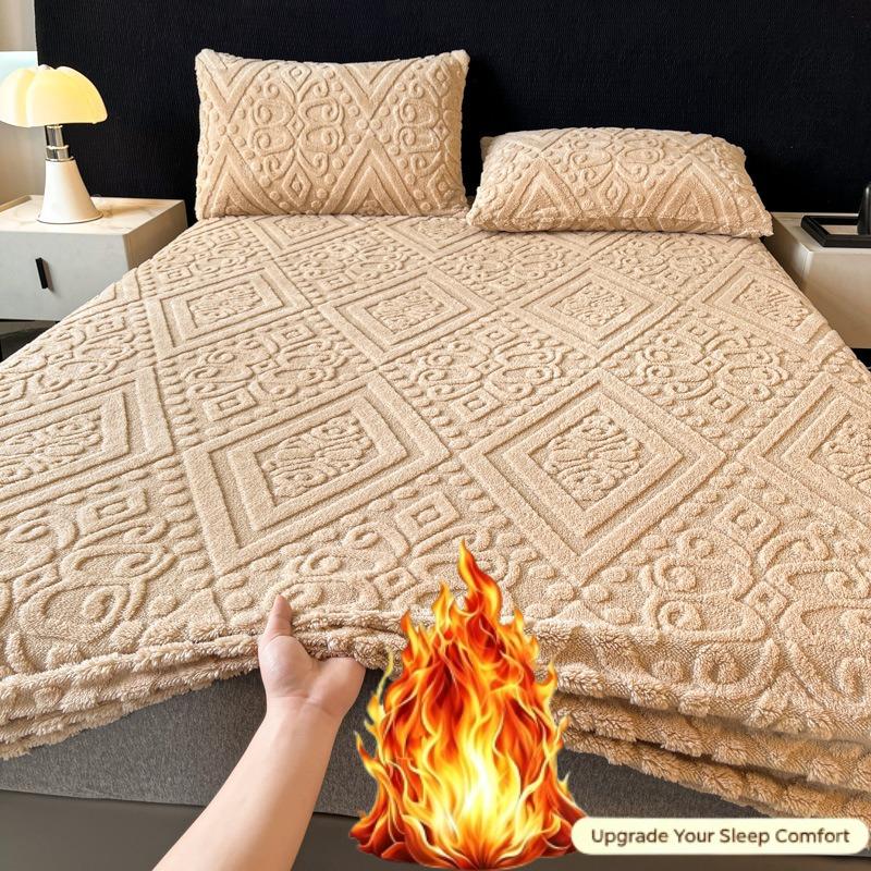 Autumn and Winter New Tafu Velvet Bed Sheet Winter Thickened Bed Sheet Three Piece Set Milk Velvet Mattress Protective Cover