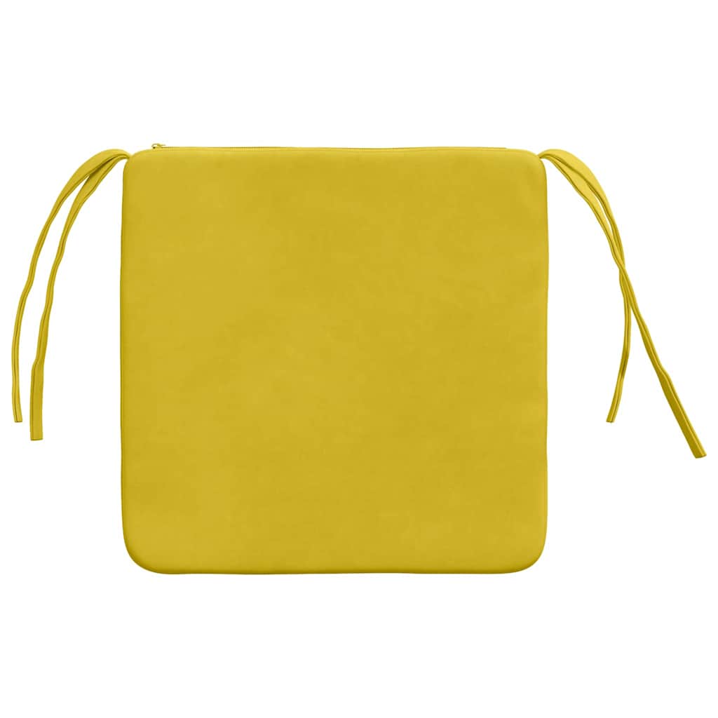 Seat Cushion Set 4 Pcs Yellow 40 X 40 X 3 Cm Velvet