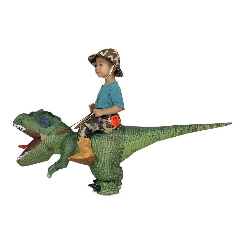 Nafukovací kostým dinosaura na jízdu pro dospělé a děti na Halloween - Maska T-Rexe