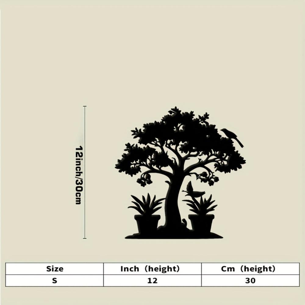 

Bonsai Tree Bird Metal Wall Art Iron Sculpture Potted Plant Outdoor Nature Decor for Living Room Patio Christmas Halloween Thanksgiving S-30cm/12inch