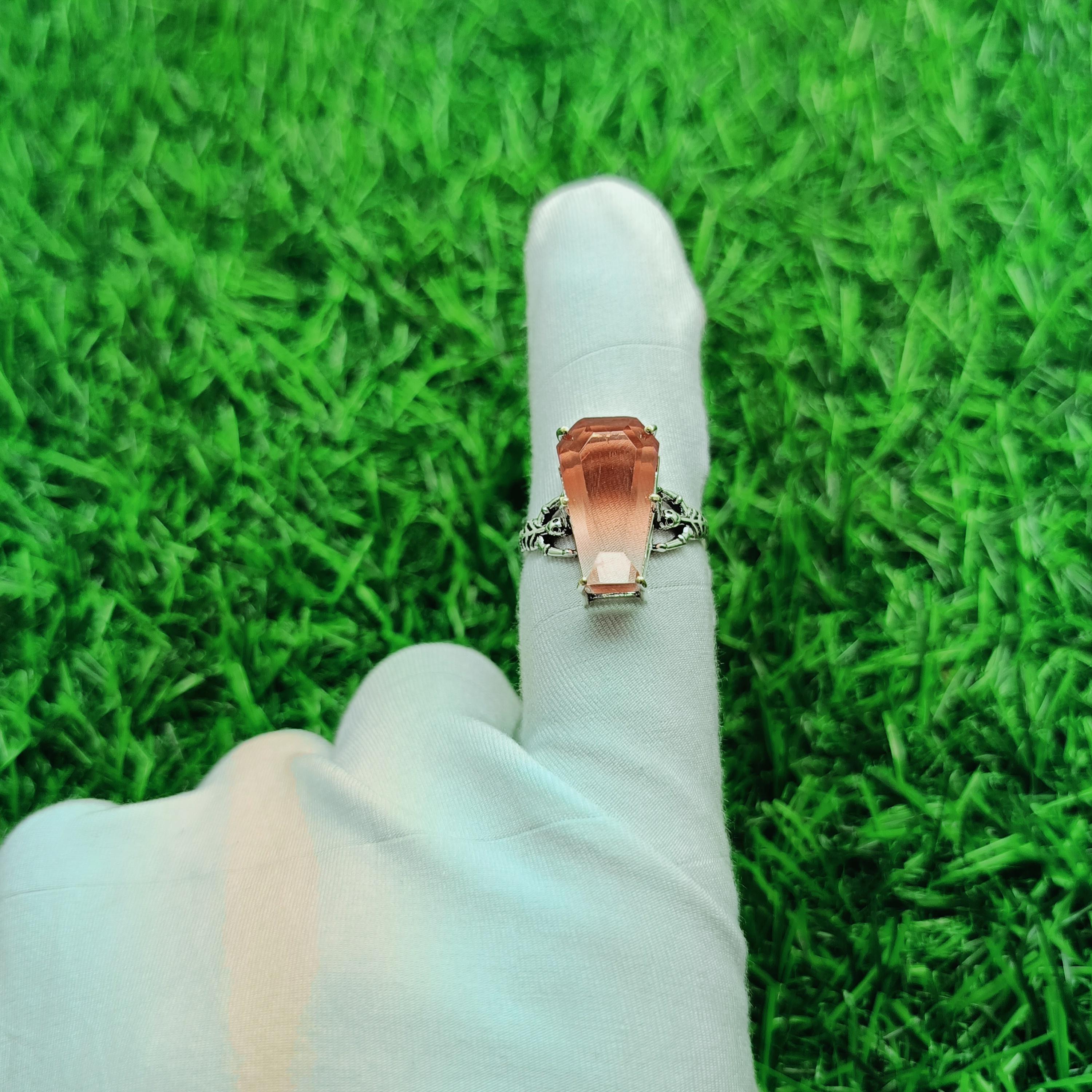 

Ametrine Coffin Ring, Handmade Skeleton Ring, Coffin Shape Silver Plated Ring, Halloween Gift For Her, Gemstone Coffin Ring, Mother Day Gift 6 срібний