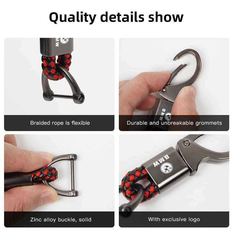 Car Valve Core Hand Woven Horseshoe Buckle Leather Rope Car Keychain Keyring For BMW X1 X2 X3 X5 X4 X6 X7 G30 G20 G32 G11 G12 Rlzh86