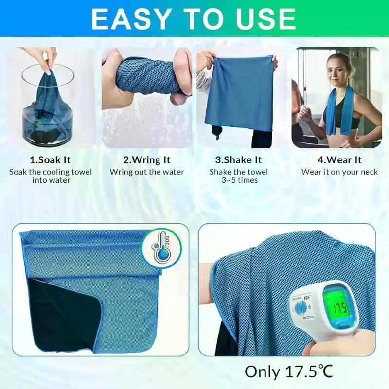 4pcs Cooling Towels (35.4 * 11.8 Inches), Soft Breathable Sports Towel For Outdoor, Gym, Yoga, Exercise, Camping, Fitness, Runni
