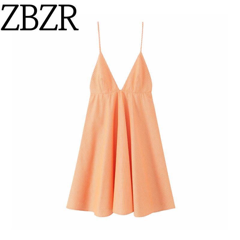 Zbzr Spring New Women clothes Western Style Fashion Simple V-neck Sleeveless Sling Short Version Dress 2563002