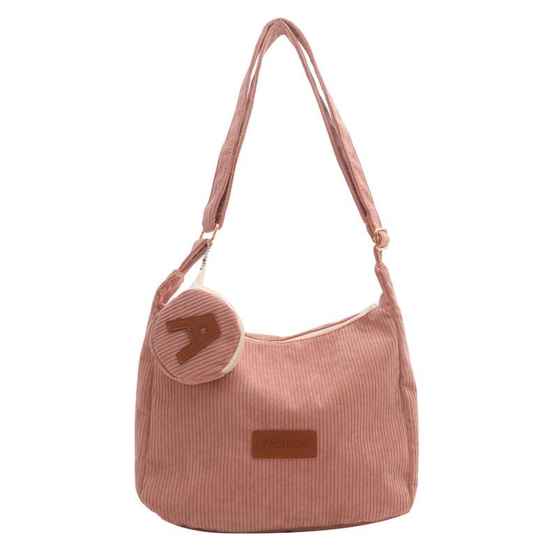 Light Corduroy Tote Bag For Students Large Capacity Casual Shoulder Purse