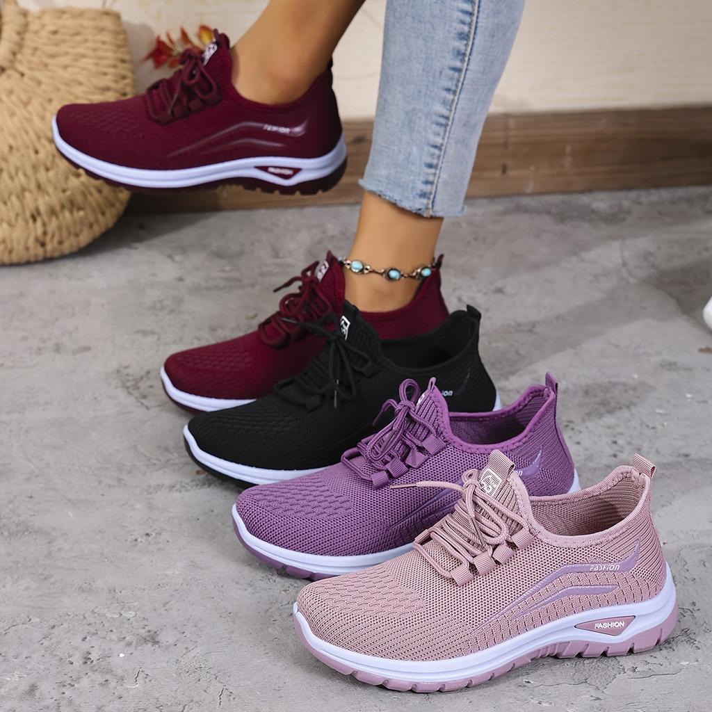 Women'S Casual Athletic Shoes - Breathable Mesh Thick Sole Sneakers, Lightweight Lace-Up Running Shoes, Comfortable