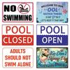 Tin Sign Pool Funny Rules Vintage Plaque Welcome Warning No Swimming Instruction Metal Sign For Home Pool Store Club Wall Decor