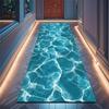 1pc Blue Water Ripple Long Runner Rug 2D Print Non-Slip Machine Washable for Hallway/Kitchen/Bedroom/Entryway/Living Room Decor