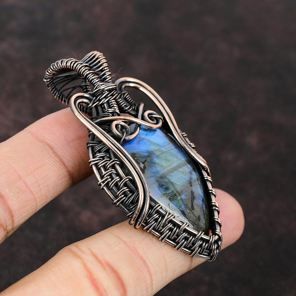 Labradorit Anhänger Kupferdraht gewickelt Anhänger Edelstein Anhänger Kupfer Schmuck Handarbeit brandneuer Anhänger Labradorit Schmuck Geschenk für Sie