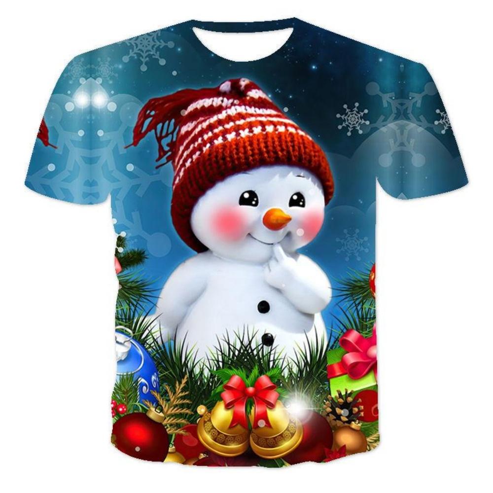 Snowman Santa Claus 3D Print Kids T Shirts Christmas Summer T Shirt Fashion Boys Girls Round Neck Tshirt Tops