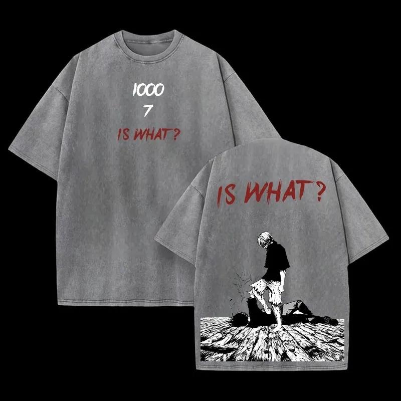 

Tokyo Ghost Kaneki Graphic T-shirt Manga Printed Oversized Cotton T Shirt Men Women Clothing Harajuku Washed Short Sleeve Tees XXL серый