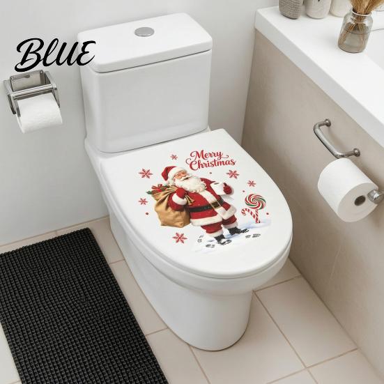 Winter Bathroom Festive Decorations Christmas Toilet Stickers Funny Santa Claus Waterproof Lid Tank Seat Decals Decal Cistern Self-Adhesive