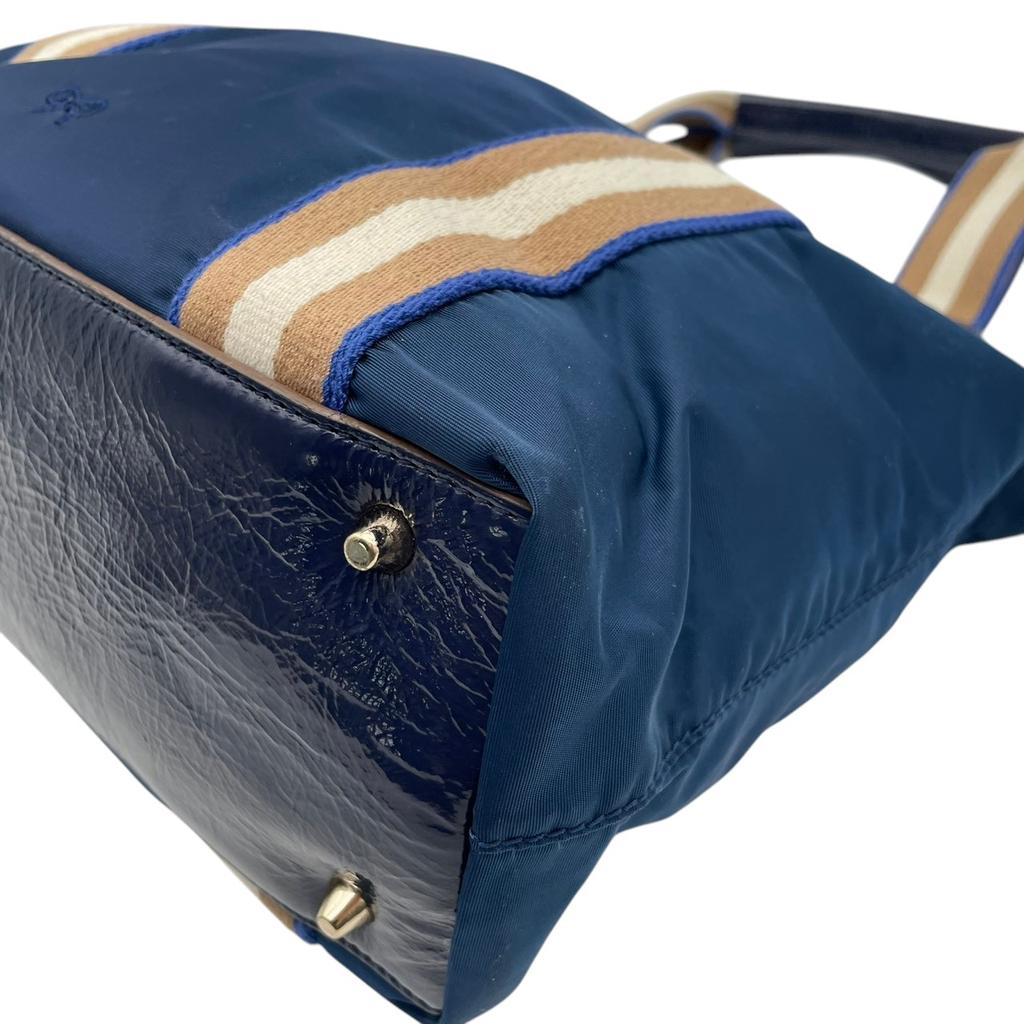 Used  Tote BagTote Bag Navy/beige Nylon/Patent Leather Women