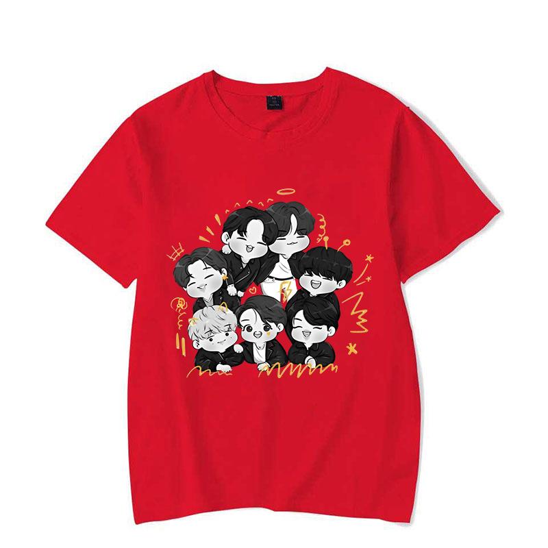 Novas Camisetas Kpop com Estampa de Desenho Animado Moda Y2k Feminina Verão Camiseta Femme Casual Manga Curta Gola Redonda Tops Camisetas