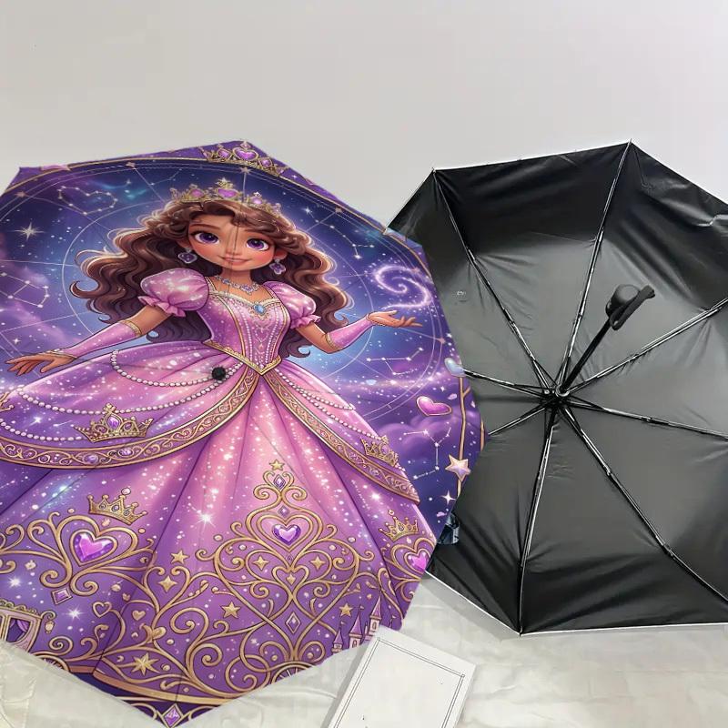 1PC Princess Castle Umbrella-8-Rib Reinforced, Automatic Open, Lightweight & Durable, Fashion Accessory for Outdoor, J0382