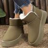 Classic Embroidery Faux Fur Ankle Boots Women Winter Side Zipper Platform Warm Snow Boots Woman Round Toe Non Slip Botas Mujer