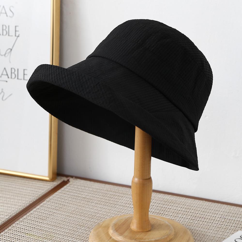 

Solid-colored Cotton-linen Hats High-end Casual Sunscreen with Rolled Edges Bucket Hats For Men Women Fisher Hat чорний