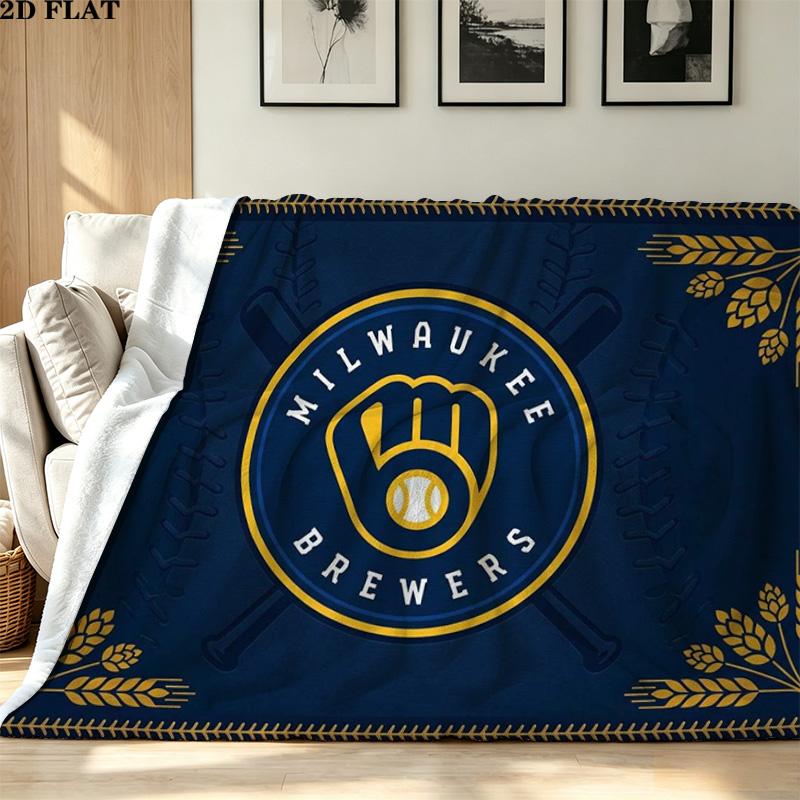 Milwaukee Brewers Print Flannel Blanket High Quality Warm Comfortable Cover for All Seasons Perfect for Gifts Home Decor