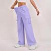 Women's Casual Fashion Solid Color Elastic Waist Drawstring Pocket Wide-Leg Straight-Cut Joggers