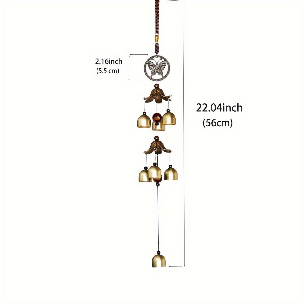 Campanilla de Viento con Colgante de Doble Campana Metálica, Decoración Colgante de Campana Color Latón, Adecuada para Colgar en la Pared del Hogar, Patio, Regalo para Amigo