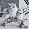 Owl Family Resin Figurines, Rustic Tree Branch Animal Statues, American Country Home Decor for Living Room TV Stand Bookshelf Bedroom, Unique