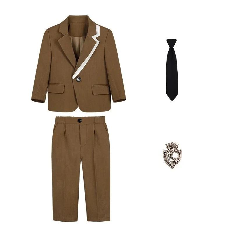 Teen Boys White Piping Suit Blazer Pants Set Kids Gentleman Formal Tuxedo Wedding Ring Bearer Piano Performance Birthday Photograph Costume for 3-14Y