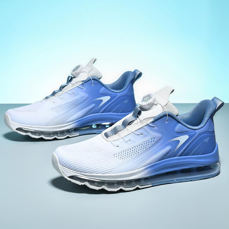 Extra Large Size Men's Rotating Button Full Palm Air Cushion Can Be Worn In All Seasons, Casual Shoes, Fly-woven Breathable Sports Running Shoes