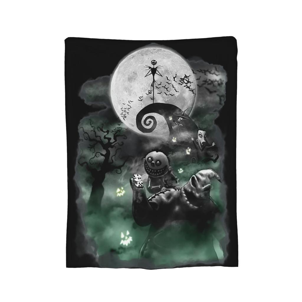 The Nightmare Before Christmas Flannel Blanket Jack And Sally Throw Blankets for Bed Sofa Couch 200x150cm Rug Piece,