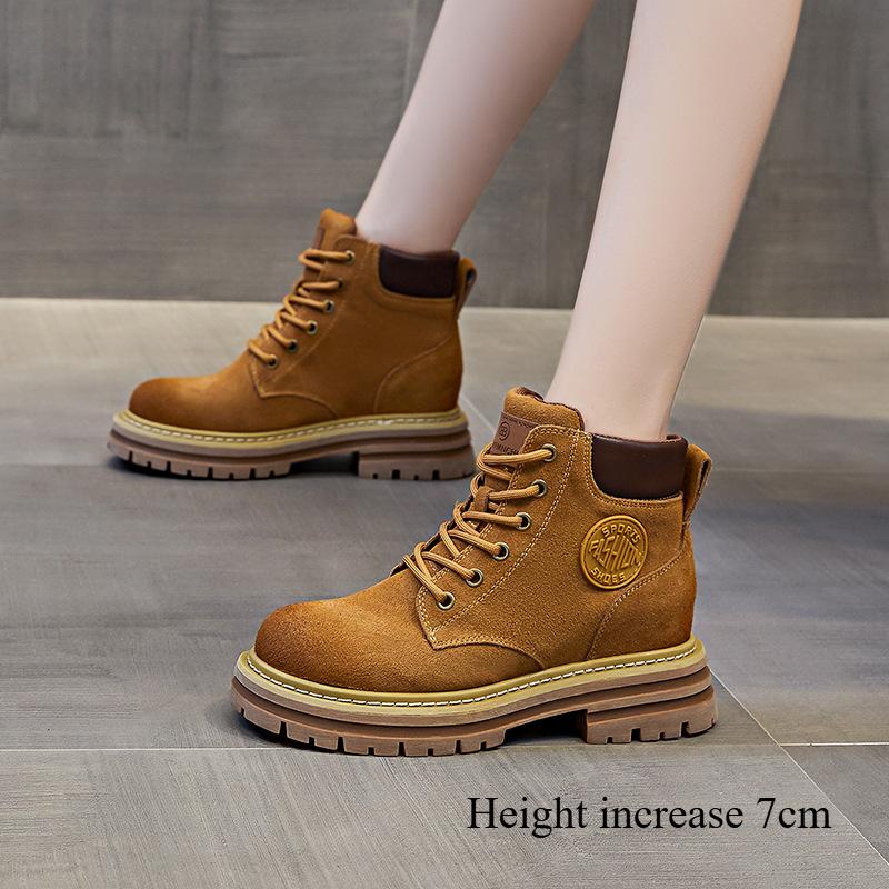 

Осенние новые женские рабочие ботинки из натуральной кожи в британском стиле, модные ботинки с круглым носком для отдыха 40
