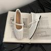 Hollow and breathable casual shoes woven square head Mary Jane shoes women's summer new fashion versatile retro