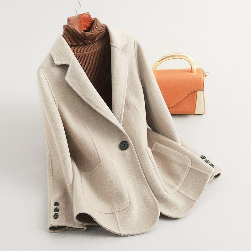 

Высококачественное двустороннее шерстяное пальто для миниатюрных женщин - Профессиональное и Повседневное Large