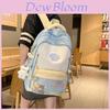 Cute Color Blocked Large Capacity Student Backpack With Pendant For Daily Use