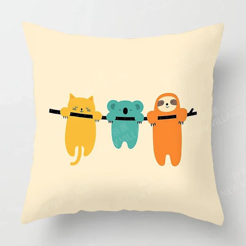 Nordic Home Decor Throw Pillowcase Sofa Cushion Cover Modern 45X45Cm 45*45 50X50 60X60Cm 40X40 Living Room Child Kawaii Cartoon